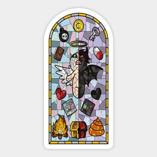 The Binding of Isaac cathedral stain glass Sticker